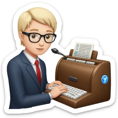 Person typing sticker