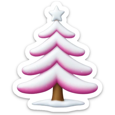 christmas tree with snow and pink ornaments  sticker