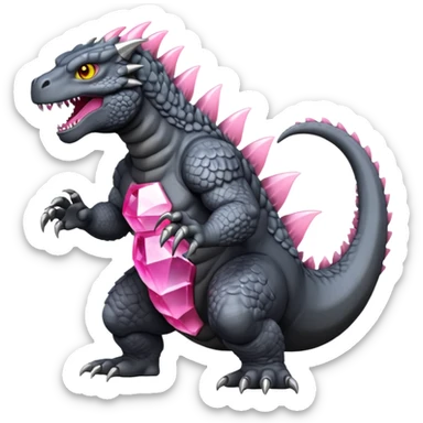 godzilla with pink crystal dorsal plates yellow eyes and grey skin sticker