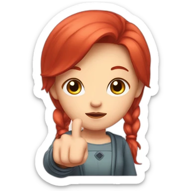 kawai girl with thumb down with red hair sticker