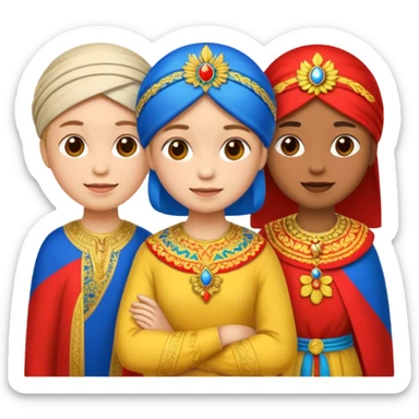 Emoji symbolizing three different cultures of Russia (for example, Russian, Tatars, Bashkirs) sticker