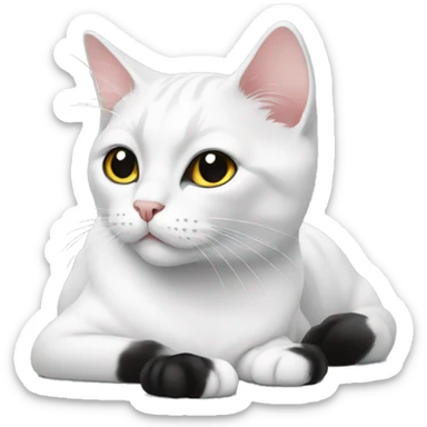 White cat with black patches sticker