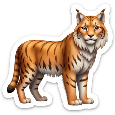 Lynx, full body in the style of the apple tiger and lion, realistic, friendly, snow, without beard sticker