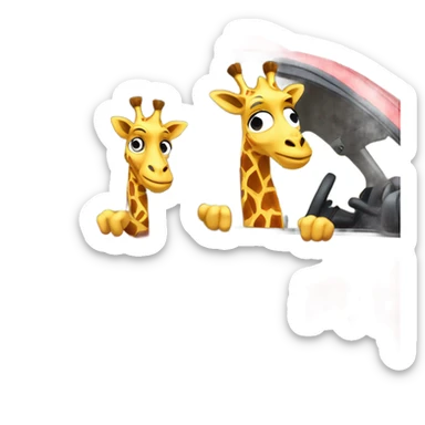 two anime giraffes driving a red suzuki swift car sticker