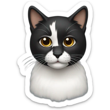 Gato peludo preto e branco sticker