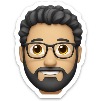 doctor brown beard smiles white skin color black hair on the head sticker