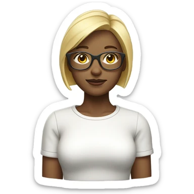 blonde girl with short hair glasses light vr sticker