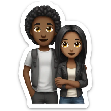 Cute teen couple the boy is a dread head, and the girl has black straight hair sticker