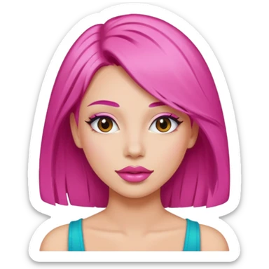 woman Pink lips, deifferent hair. sticker