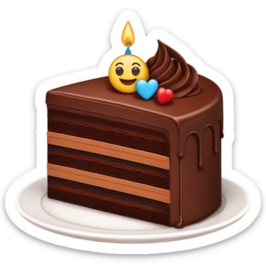 slice of chocolate cake with chocolate layers, no face, emoji style sticker