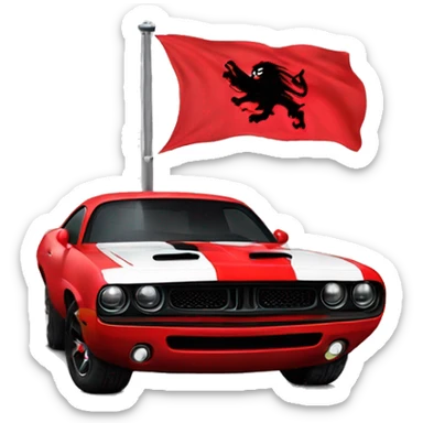 Do a dodge a hellcat with an albanian flag on top of it sticker