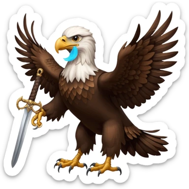 eagle with sword strapped to his back sticker
