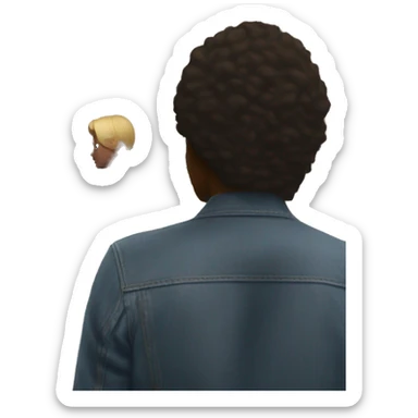 person with their back turned looking at art on the wall sticker