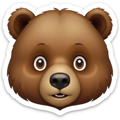 Realistic cute big eye grizzly bear sticker