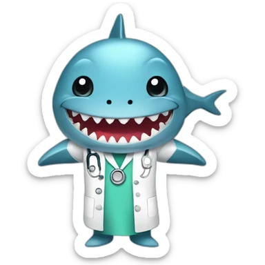 a cute shark wearing a medical gown sticker