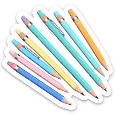 LAPIS , CANETA E REGUA EM TONS PASTEL ESCOLA COM IA E 3D sticker