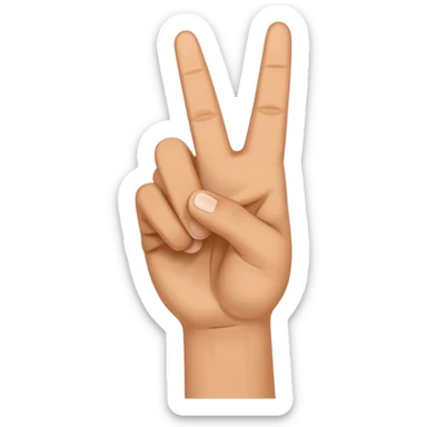 Hands doing a peace sign but the thumb is unfolded sticker
