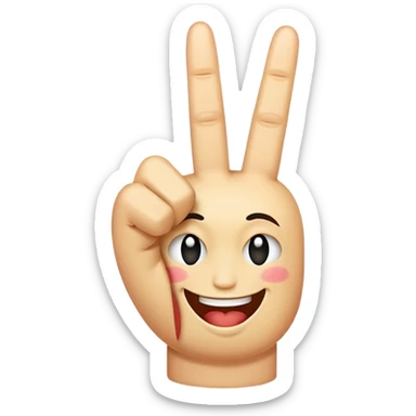 Middle finger with a face smiling sticker