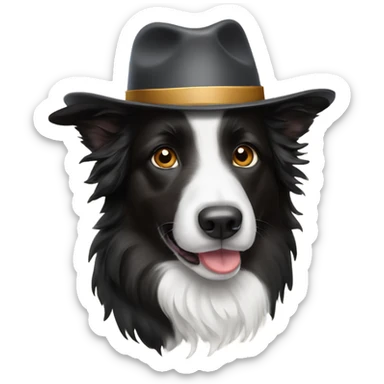 Border collie with hat sticker
