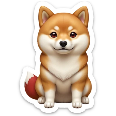 Cinematic Noble Shiba Inu Portrait Emoji, Poised and regal, with a compact, agile build and a well-groomed fur of vibrant red with a creamy underbelly, deep-set soulful brown eyes, Simplified yet sharp and sophisticated features, highly detailed, glowing with a soft, dignified glow, high shine, intelligent and spirited, stylized with an air of elegance, focused and attentive, soft glowing outline, capturing the essence of a watchful and confident companion, so majestic it feels as though it could prance out of the screen with effortless authority! sticker