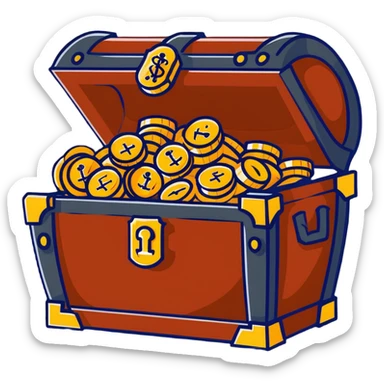 pirate treasure chest with gold coins sticker