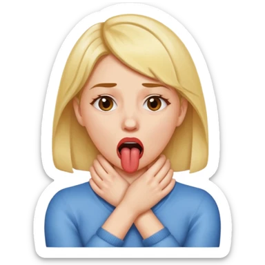 criss cross hands around throat choking self woman emoji tongue out  sticker