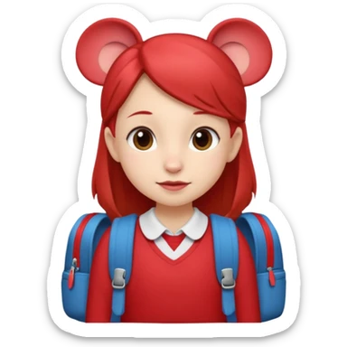 Petite souris avec jupe rouge à l'école sticker