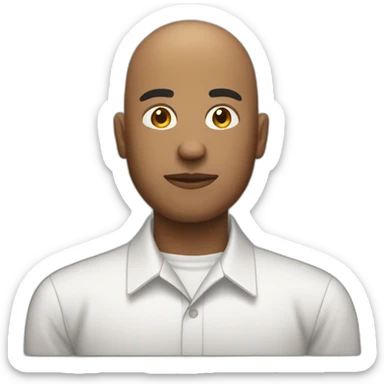 bald male graphic designer with a 5 o'clock shadow sticker