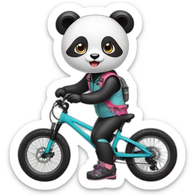 Cute Panda girl with mountain bike sticker