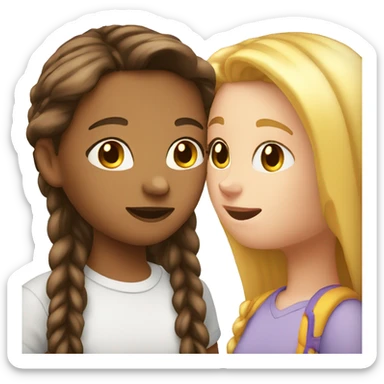 White teen girl is talking with white teen girl sticker