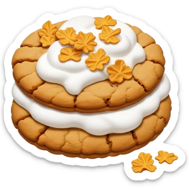 Big butterscotch cookie with cornflakes and marshmallow sauce sticker
