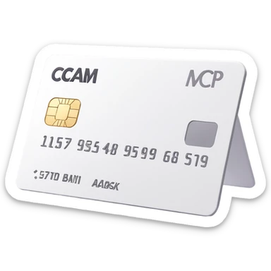 bank card, 3D Emoji style, clean white color, soft shadows and highlights, no decoration, close-up view, horizontal orientation, transparent background sticker