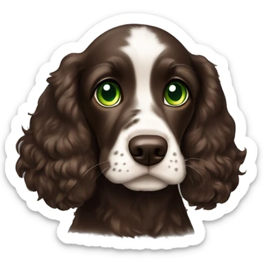 Dark brown cocker spaniel puppy with green eyes sticker