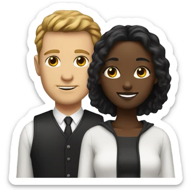 White man and black girl sticker