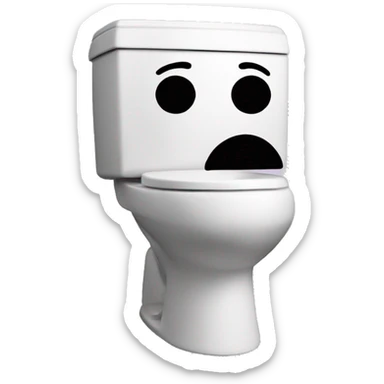 A toilet with a head poping out sticker