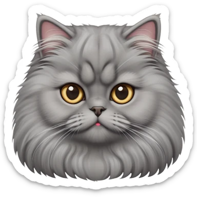 cinematic-adorable-big-eyed-fluffy-grey-persian-cat-portrait-emoji,-head-tilted-playfully-with-a-sweet-expression,-fluffy-grey-fur,-simplified-yet-irresistibly-cute-features-with-large,-expr sticker