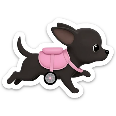 Bébé chihuahua noir marrant poil courut porte une pouscette rose sticker