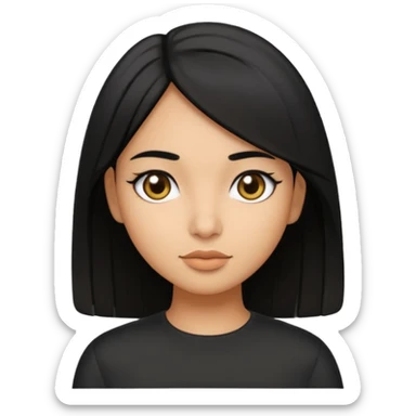 Olive skin girl with medium straight black hair  sticker