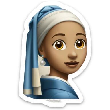 Girl with pearl earring painting in picture frame sticker