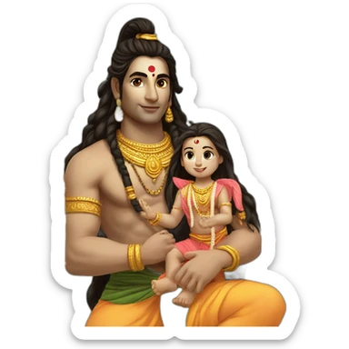 lord shiva holding his daughter sticker