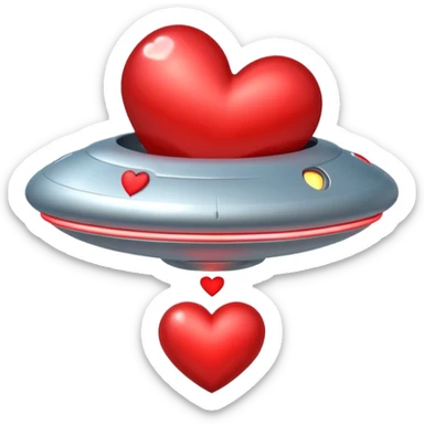 ufo stealing heart flying over heart sticker