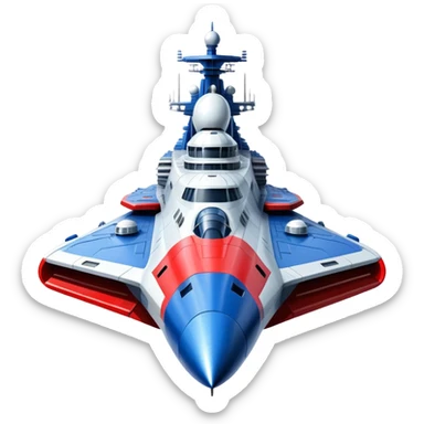 Enormous Russian battle cruiser spaceship with red white and blue markings sticker
