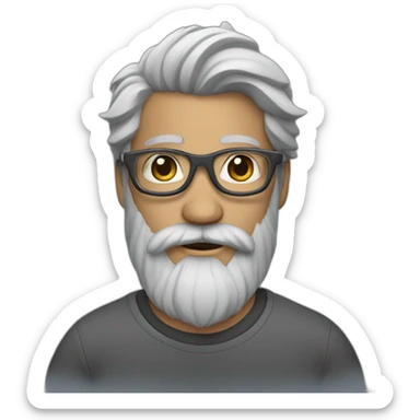 Skater with a gray hipster beard and gray hair sticker