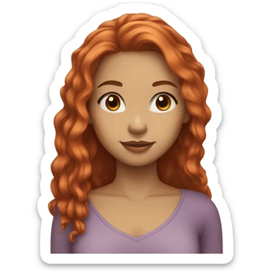 YOUNG LADY,LIGHT SKIN TONE, LARGE RED HAIR, STRAIGHT HAIR sticker
