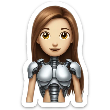 Girl with long brown hair cyborg robot and mamouth trunk sticker