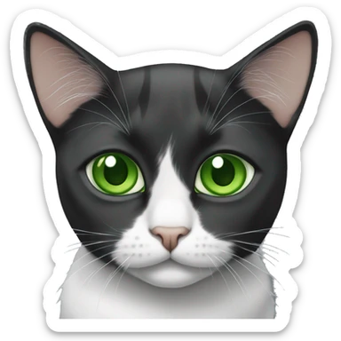 A black and white flop-eared Scottish cat with green eyes sticker