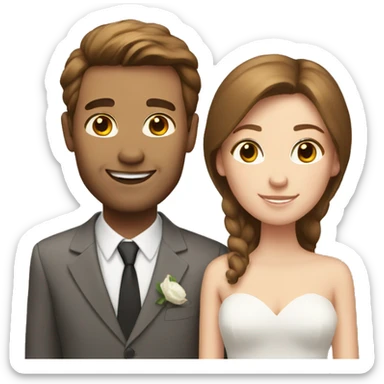 white couple with brown hair marries sticker