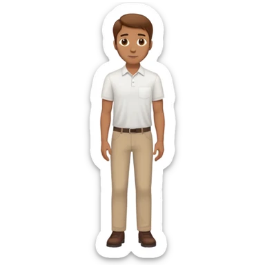 White Man standing with brown hair and white shirt full body sticker