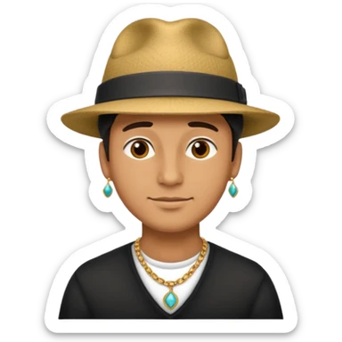 photo of a man's head wearing a hat and some neck accessories sticker