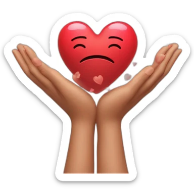 heart out of hands, emoji that is almost crying happy tears with hearts all over his face sticker